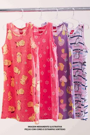 Kit 4 Vestidos Regata Infantil Menina Elian Sortido