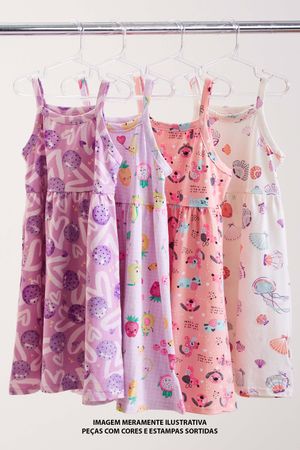 Kit 4 Vestidos Alcinha Infantil Menina Elian Sortido