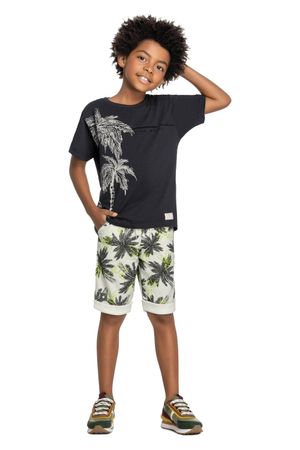 Bermuda Estampado Tropical Masculina Colorittá Branco