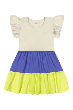 Vestido Infantil Menina Color Block Elian Cinza