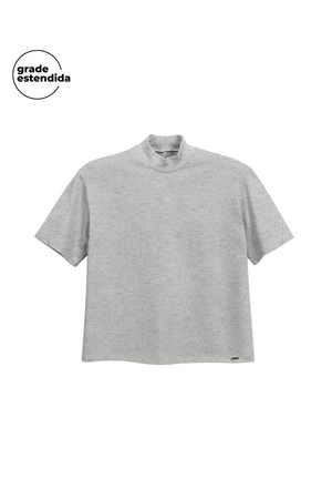 Blusa Feminina Básica Gola Alta Marialícia Cinza