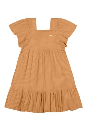 Vestido Infantil Menina Canelado Laranja Colorittá