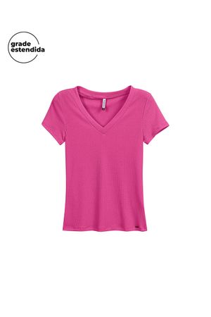 Blusa Feminina Básica Gola V Marialícia Rosa
