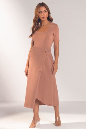 Blusa Decote Redondo Básica Marialícia Laranja