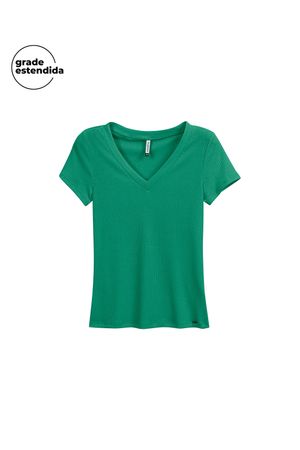 Blusa Feminina Básica Gola V Marialícia Verde