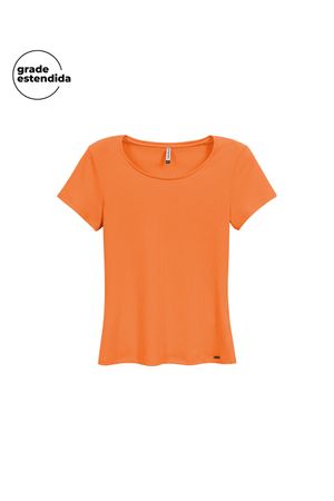 Blusa Feminina Básica Gola Careca Marialícia Laranja