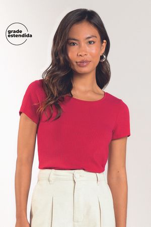 Blusa Feminina Básica Gola Careca Marialícia Vermelho