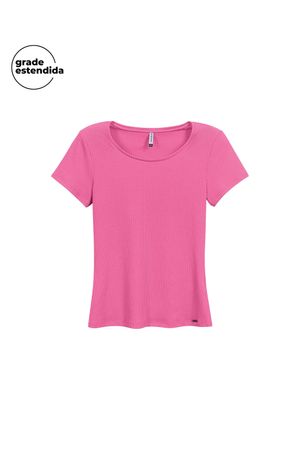 Blusa Feminina Básica Gola Careca Marialícia Rosa
