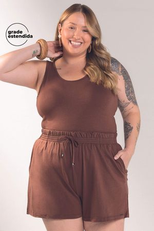 Shorts Feminino De Moletom Marialícia Marrom