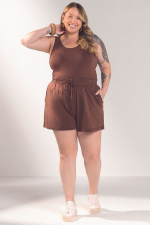 Shorts Feminino De Moletom Marialícia Marrom