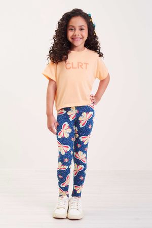 Calça Infantil Menina Estampada Elian Azul