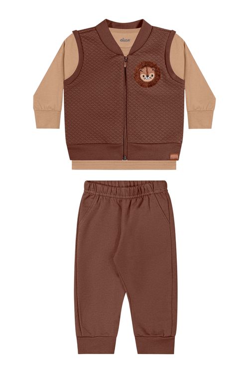 Conjunto Bebê Menino Colete e Calça Elian Marrom