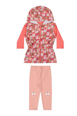 Conjunto Bebê Menina Com Colete Elian Laranja