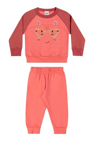 Conjunto Bebê Menina Hipopótamo Elian Laranja