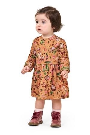 Vestido Bebê Menina Manga Longa Natureza Elian Laranja