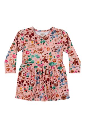 Vestido Bebê Menina Manga Longa Natureza Elian Rosa