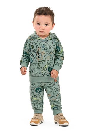Conjunto Bebê Menino Moletom Animais Elian Verde