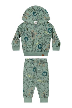 Conjunto Bebê Menino Moletom Animais Elian Verde