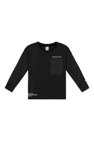 Camiseta Infantil Menino Com Bolso Colorittá Preto