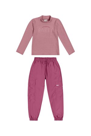 Conjunto Infantil Menina Blusa e Calça Cargo Colorittá Rosa