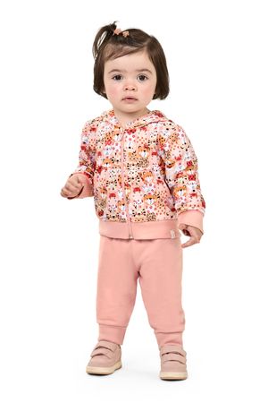 Conjunto Bebê Menina Jaqueta Bichinhos Elian Rosa