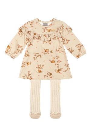 Vestido Bebê Menina Babado Colorittá Bege