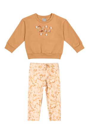 Conjunto Bebê Menina Blusão Pompom Colorittá Laranja