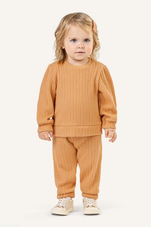 Conjunto Bebê Menina Blusão e Calça Tricô Colorittá Laranja