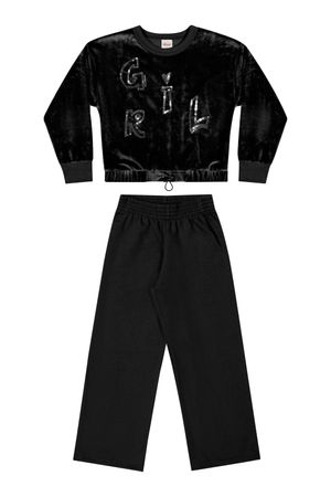 Conjunto Infantil Menina Blusão Plush Elian Preto
