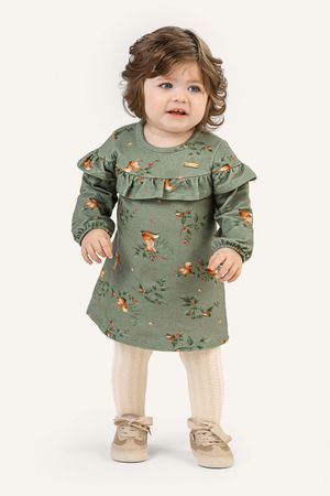 Vestido Bebê Menina Babado Colorittá Verde