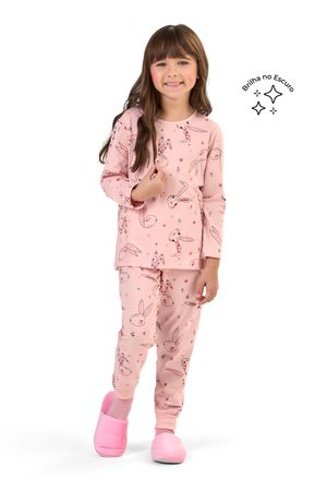Pijama Infantil Menina Coelhinhos Elian Rosa