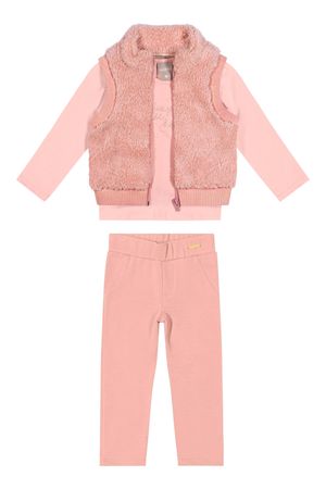 Conjunto Infantil Menina Com Colete Peluciado Colorittá Rosa