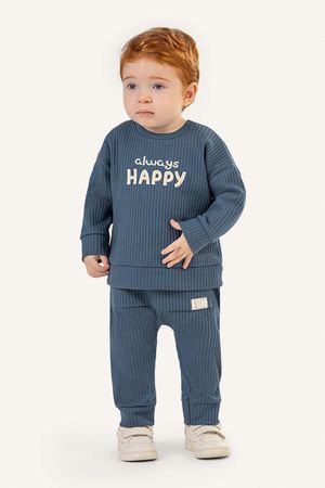 Conjunto Bebê Menino Malha Tricô Colorittá Azul