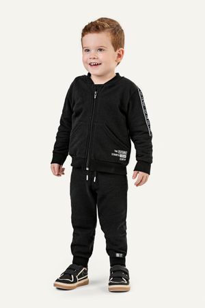 Conjunto Infantil Menino Moletom Com Zíper Colorittá Preto