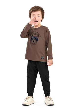 Camiseta Infantil Menino Montanhas Elian Marrom
