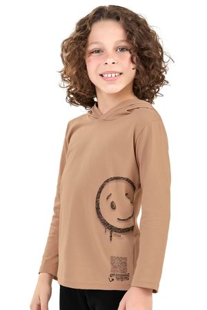 Camiseta Infantil Menino com Capuz Elian Marrom