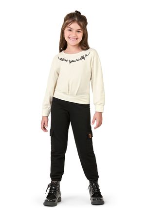 Blusa Infantil Menina Bordado Elian Bege