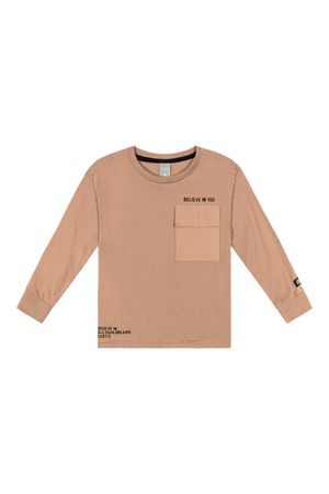 Camiseta Infantil Menino Com Bolso Colorittá Marrom