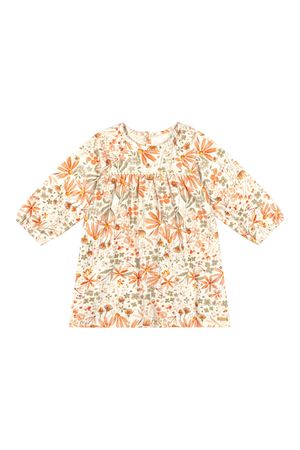 Vestido Infantil Menina Canelado Floral Colorittá Bege