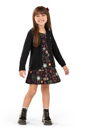Cardigan Infantil Menina Tricô Elian Preto