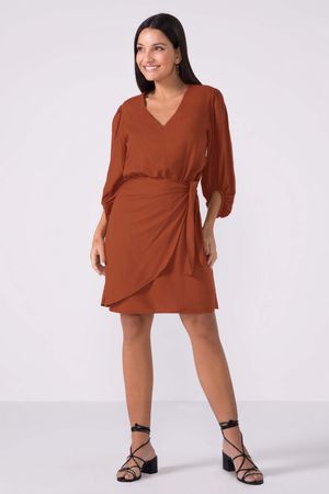 Vestido Feminino Transpassado Marialícia Marrom