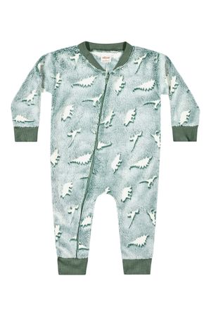 Macacão Pijama Bebê Menino Peluciado Dinossauros Elian Verde