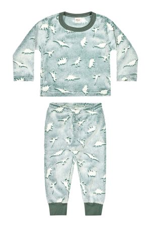 Pijama Infantil Menino Dinossauro Peluciado Elian Verde