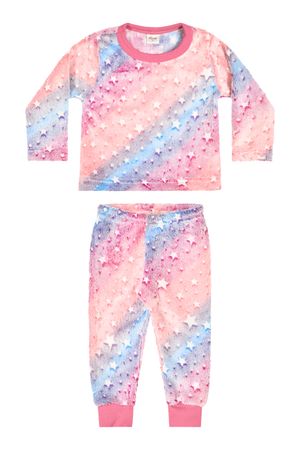 Pijama Infantil Menina Estrelas Peluciado Elian Rosa