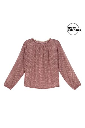 Blusa Feminina Estampada Manga Longa Marialícia Vermelho