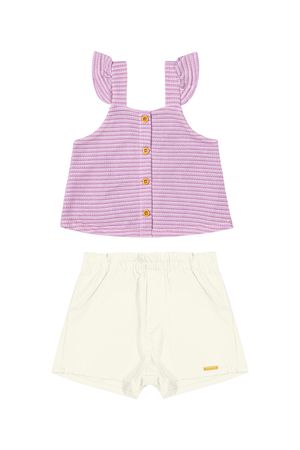 Conjunto Infantil Menina Listrado Colorittá Roxo