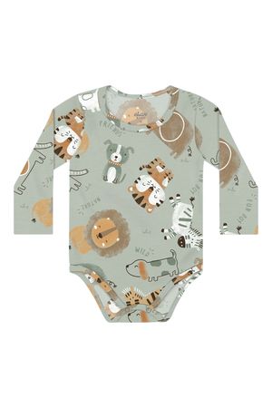 Body Bebê Menino Manga Longa Estampado Elian Verde