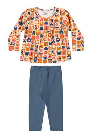Conjunto Longo Bebê Menina Molecotton Elian Bege