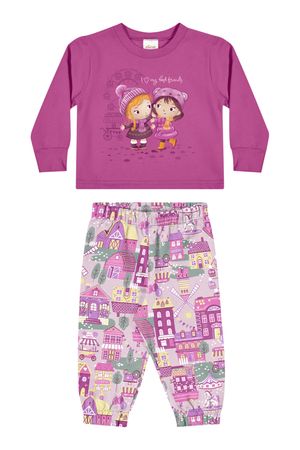 Conjunto Bebê Menina Moletom Elian Rosa