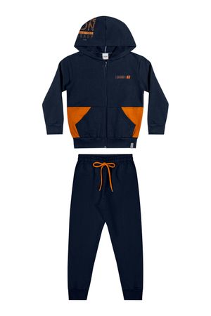 Conjunto Infantil Menino Moletom Com Capuz Elian Azul